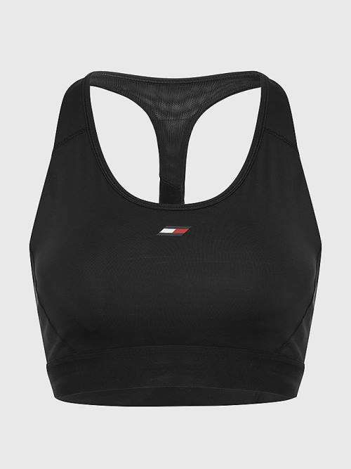 Tommy Hilfiger Sport Medium Support Racerback Bra Fehérnemű Női Fekete | TH345USF