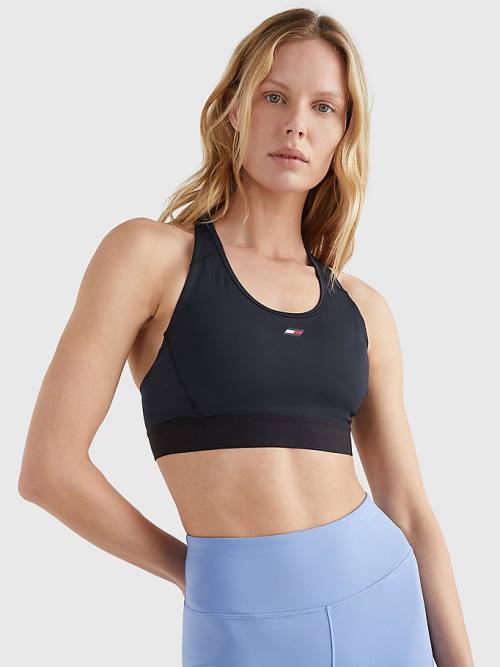 Tommy Hilfiger Sport Medium Support Racerback Bra Fehérnemű Női Fekete | TH345USF