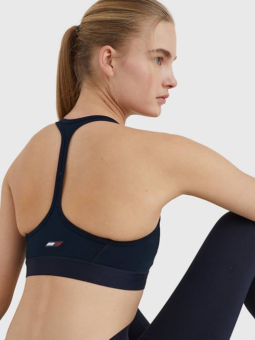 Tommy Hilfiger Sport Medium Support Tape Bra Fehérnemű Női Kék | TH039WUK