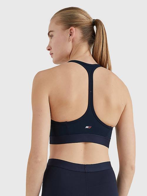 Tommy Hilfiger Sport Medium Support Tape Bra Fehérnemű Női Kék | TH039WUK