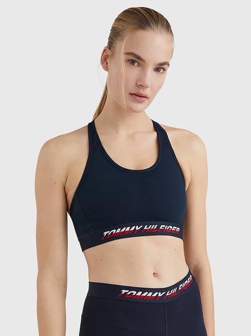 Tommy Hilfiger Sport Medium Support Tape Bra Fehérnemű Női Kék | TH039WUK