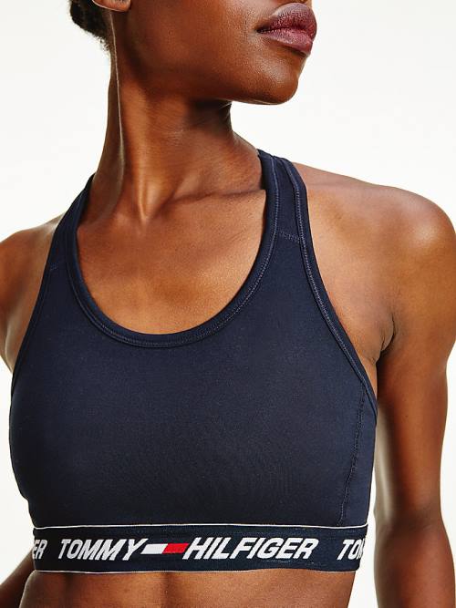 Tommy Hilfiger Sport Medium Support Tape Bra Fehérnemű Női Kék | TH602LEQ