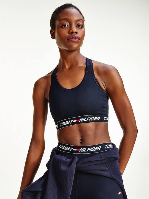 Tommy Hilfiger Sport Medium Support Tape Bra Fehérnemű Női Kék | TH602LEQ