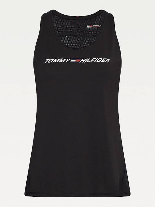 Tommy Hilfiger Sport Mesh Back Tank Top Póló Női Fekete | TH862AOL