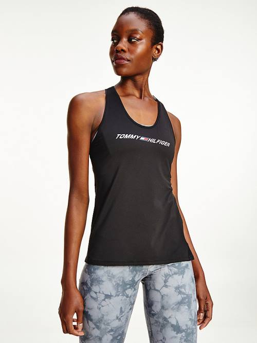 Tommy Hilfiger Sport Mesh Back Tank Top Póló Női Fekete | TH862AOL