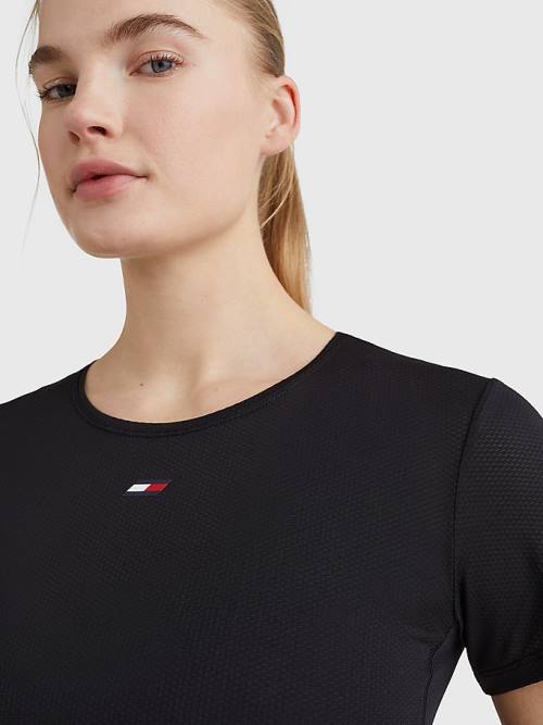 Tommy Hilfiger Sport Mesh Flag Póló Női Fekete | TH356BAM