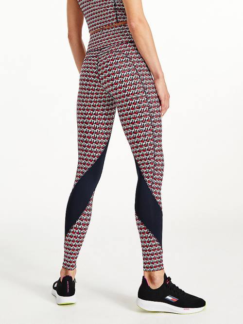 Tommy Hilfiger Sport Monogram Print Full Length Leggings Női Piros | TH230BZR