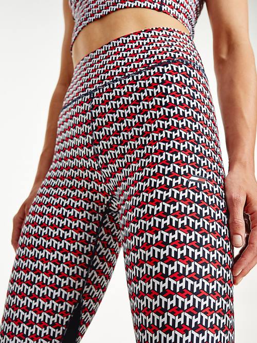 Tommy Hilfiger Sport Monogram Print Full Length Leggings Női Piros | TH230BZR