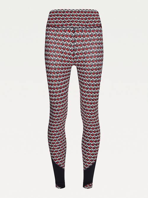 Tommy Hilfiger Sport Monogram Print Full Length Leggings Női Piros | TH230BZR