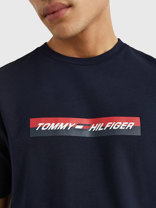 Tommy Hilfiger Sport Organic Jersey Póló Férfi Kék | TH261CUW