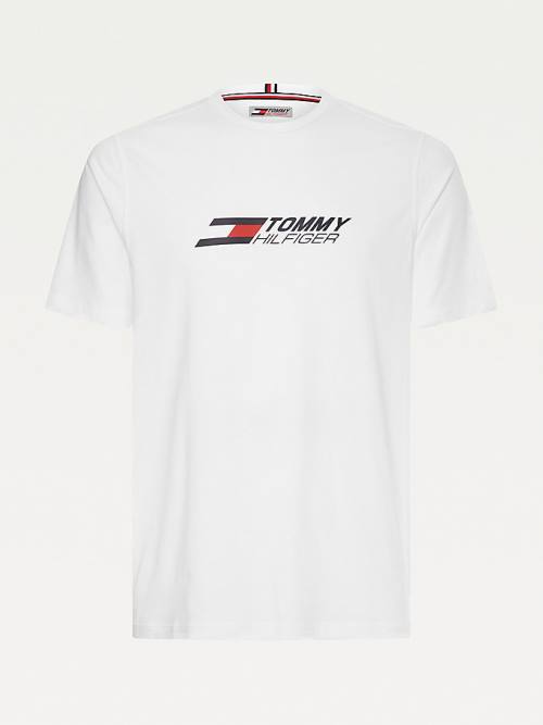 Tommy Hilfiger Sport Organic Pamut Logo Póló Férfi Fehér | TH385PUL