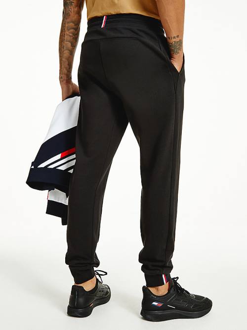 Tommy Hilfiger Sport Organic Pamut Logo Joggers Nadrág Férfi Fekete | TH580ZUI