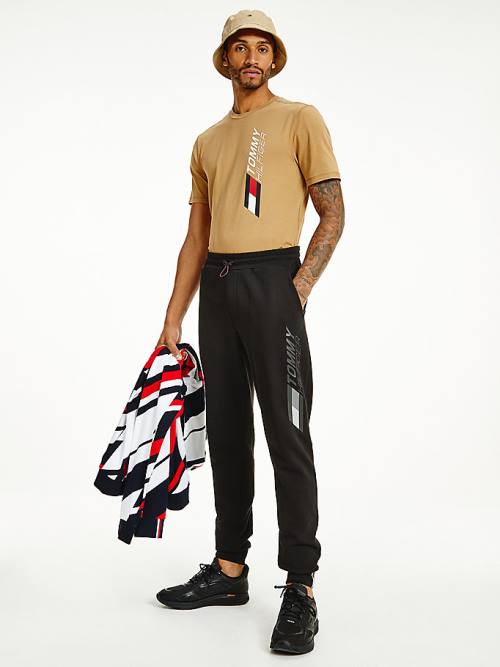 Tommy Hilfiger Sport Organic Pamut Logo Joggers Nadrág Férfi Fekete | TH580ZUI