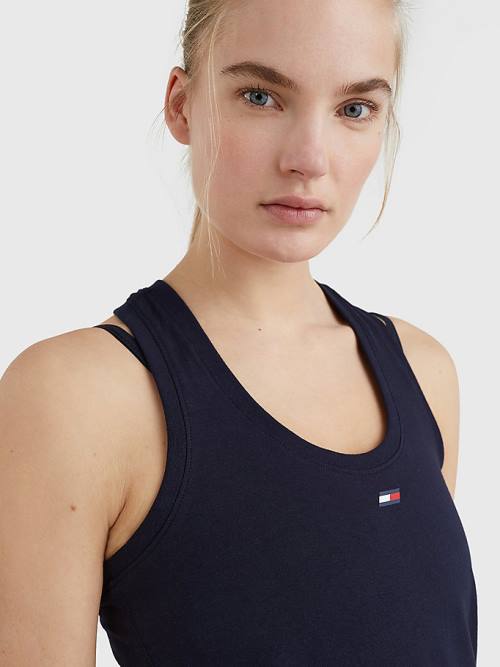 Tommy Hilfiger Sport Organic Pamut Tank Top Póló Női Kék | TH147SAU