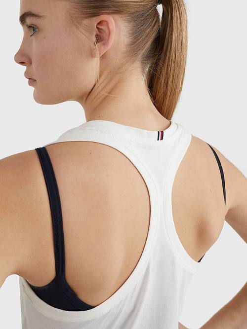 Tommy Hilfiger Sport Organic Pamut Tank Top Póló Női Fehér | TH275SPD