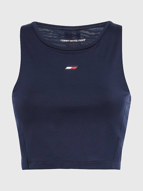 Tommy Hilfiger Sport Performance Crop Tank Top Fehérnemű Női Kék | TH518QPB