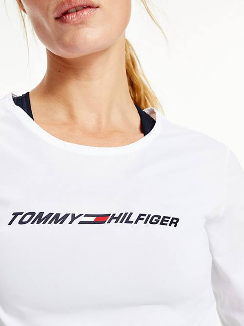 Tommy Hilfiger Sport Performance Graphic Long Sleeve Póló Női Fehér | TH614VBN