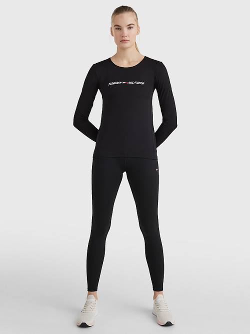 Tommy Hilfiger Sport Performance Graphic Long Sleeve Póló Női Fekete | TH798YXM