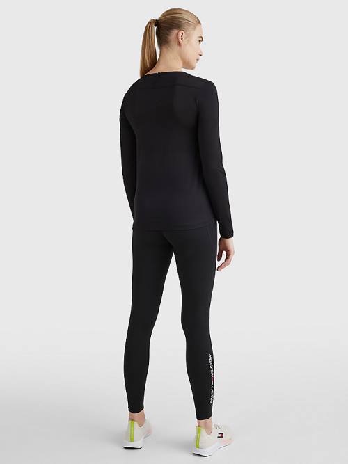 Tommy Hilfiger Sport Performance Graphic Long Sleeve Póló Női Fekete | TH798YXM