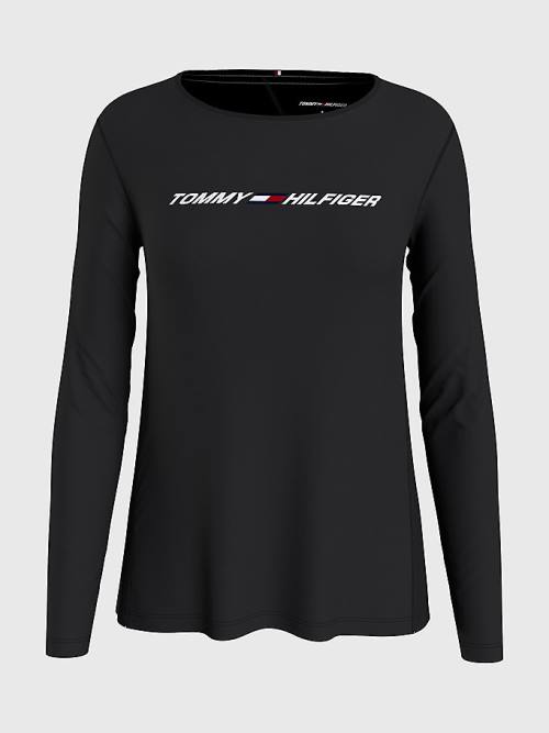 Tommy Hilfiger Sport Performance Graphic Long Sleeve Póló Női Fekete | TH798YXM