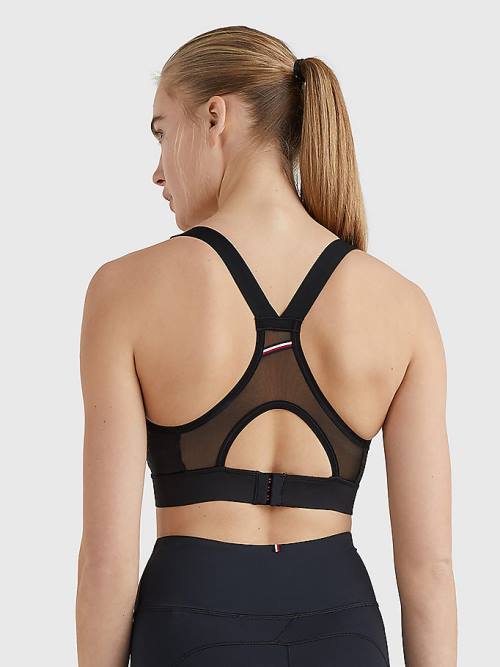 Tommy Hilfiger Sport Racerback High Support Bra Fehérnemű Női Fekete | TH965PJL