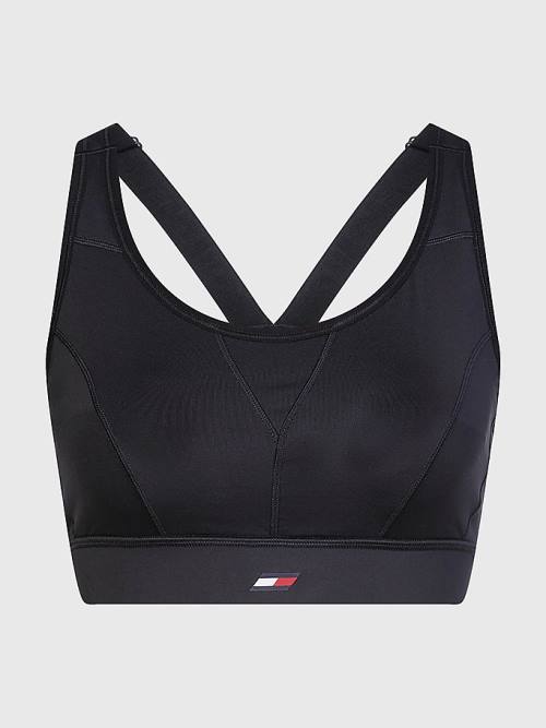 Tommy Hilfiger Sport Racerback High Support Bra Fehérnemű Női Fekete | TH965PJL