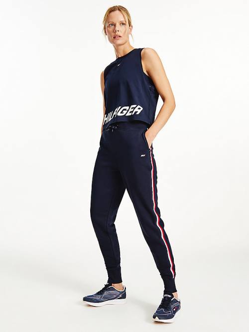 Tommy Hilfiger Sport Signature Tape Regular Fit Joggers Nadrág Női Kék | TH904JIP