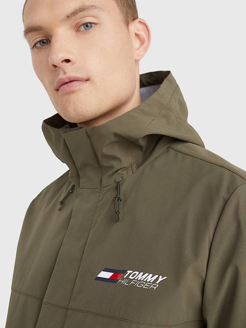 Tommy Hilfiger Sport Slim Fit Windbreaker Kabát Férfi Khaki | TH287ADY