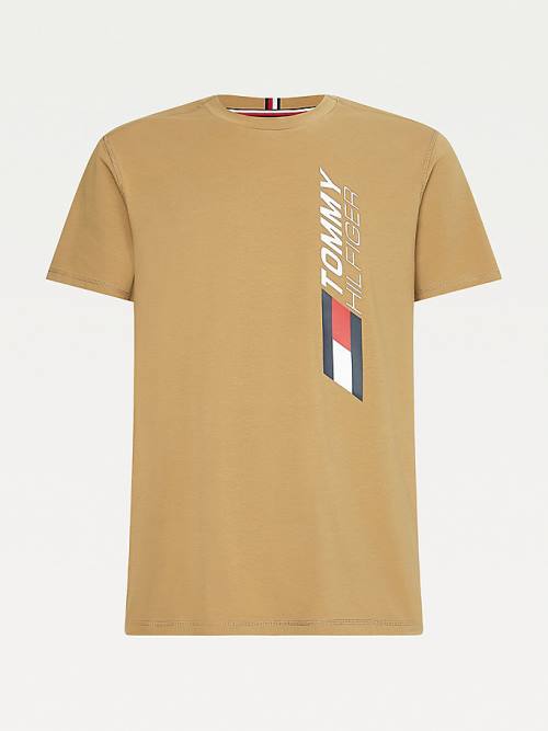 Tommy Hilfiger Sport Stretch Organic Pamut Jersey Póló Férfi Barna | TH963BQK