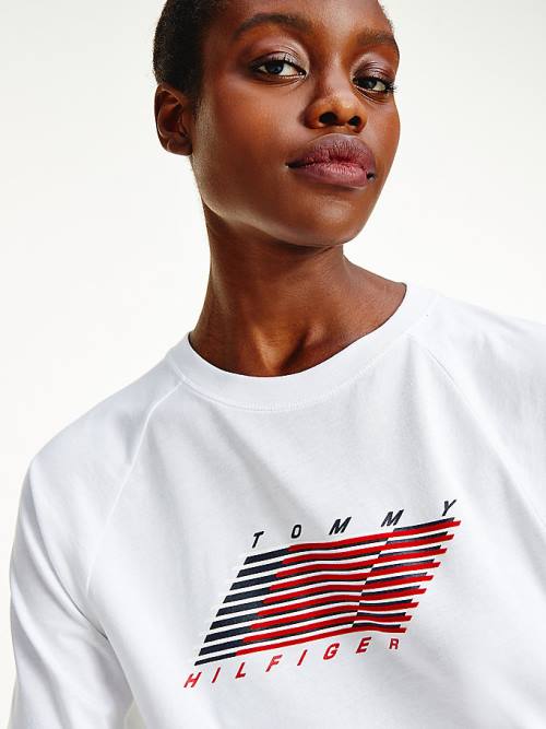 Tommy Hilfiger Sport TH Cool Organic Pamut Póló Női Fehér | TH168ZPQ