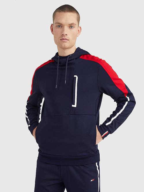 Tommy Hilfiger Sport TH Cool Regular Fit Kapucnis Pulóver Férfi Kék | TH836RZL