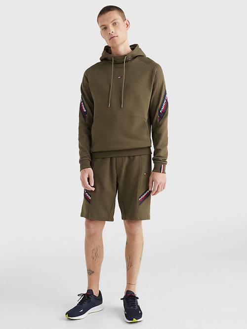 Tommy Hilfiger Sport TH Cool Tape Kapucnis Pulóver Férfi Khaki | TH694URO