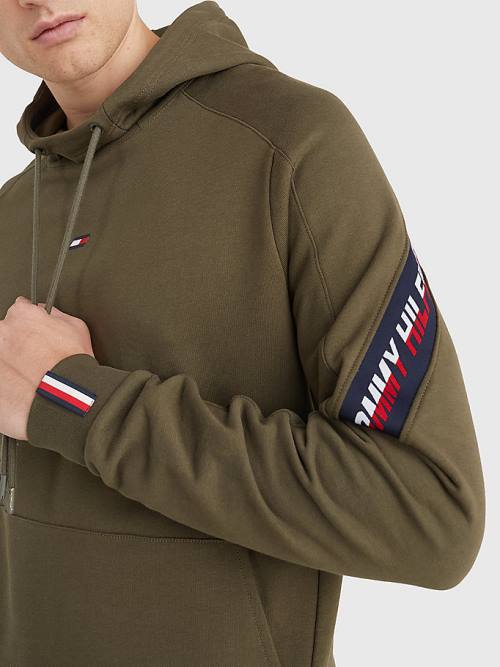 Tommy Hilfiger Sport TH Cool Tape Kapucnis Pulóver Férfi Khaki | TH694URO