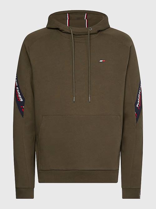 Tommy Hilfiger Sport TH Cool Tape Kapucnis Pulóver Férfi Khaki | TH694URO