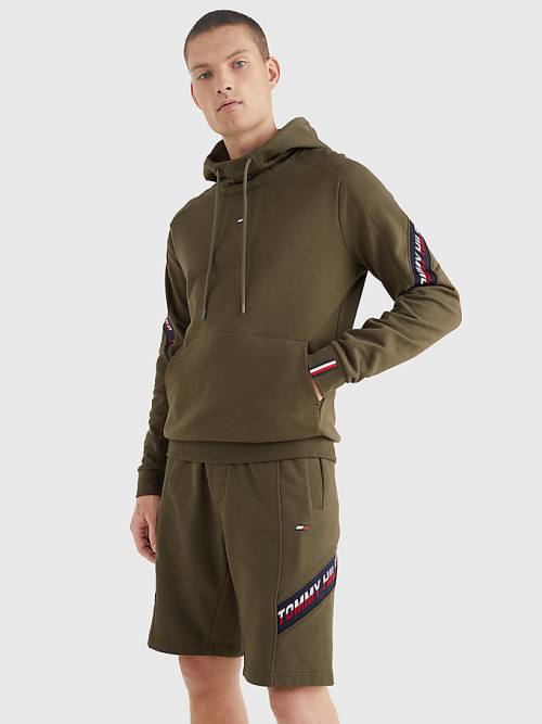 Tommy Hilfiger Sport TH Cool Tape Kapucnis Pulóver Férfi Khaki | TH694URO