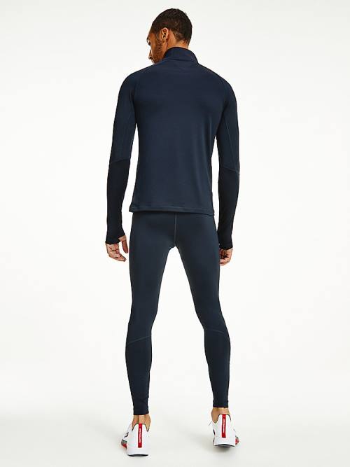 Tommy Hilfiger Sport Tape Half-Zip Long Sleeve Póló Férfi Kék | TH328XIZ