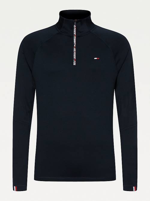 Tommy Hilfiger Sport Tape Half-Zip Long Sleeve Póló Férfi Kék | TH328XIZ