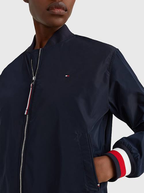 Tommy Hilfiger Sportos Slim Fit Bomber Kabát Női Kék | TH582UXJ