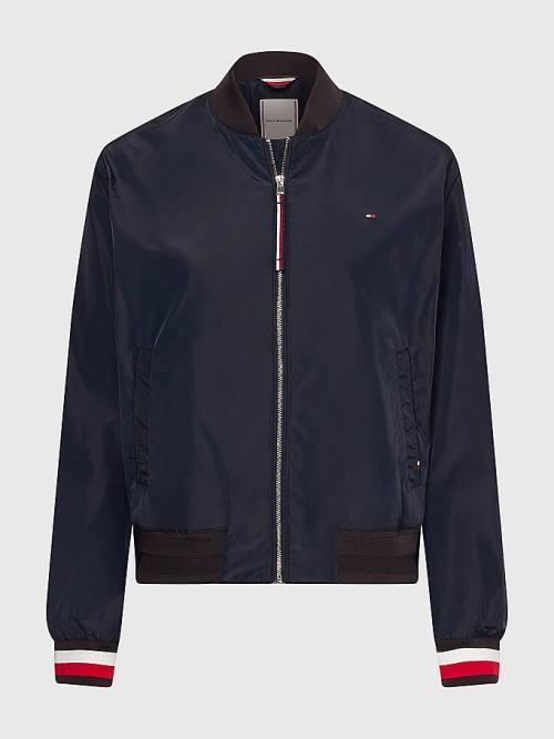 Tommy Hilfiger Sportos Slim Fit Bomber Kabát Női Kék | TH582UXJ