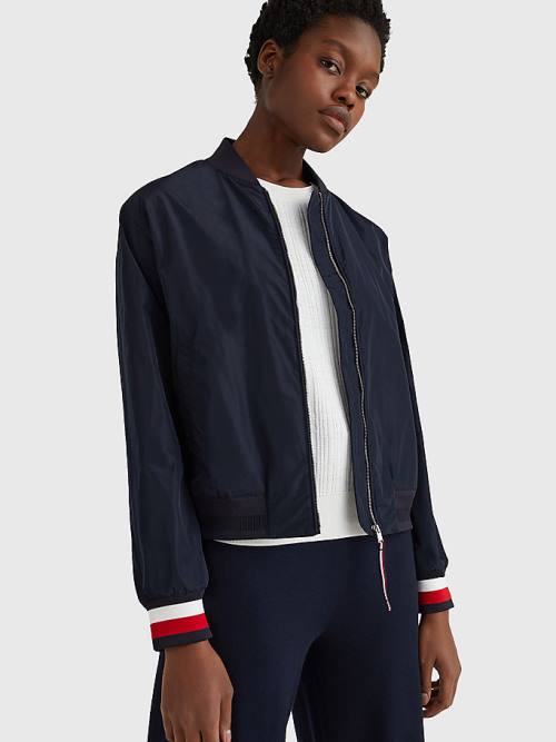 Tommy Hilfiger Sportos Slim Fit Bomber Kabát Női Kék | TH582UXJ