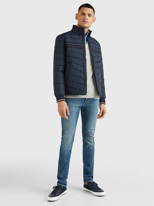 Tommy Hilfiger Stand-Up Collar Tape Puffer Kabát Férfi Kék | TH089STG