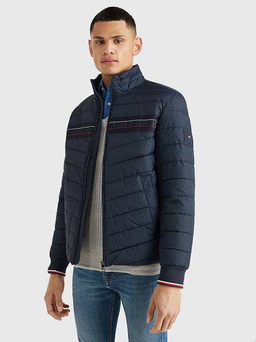 Tommy Hilfiger Stand-Up Collar Tape Puffer Kabát Férfi Kék | TH089STG