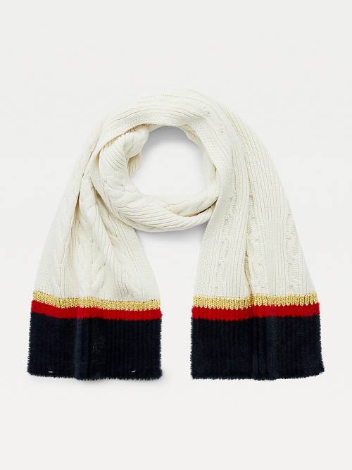 Tommy Hilfiger Statement Cable Knit Stripe Sál Női Kék | TH381LEM