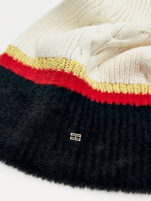 Tommy Hilfiger Statement Cable Knit Stripe Sál Női Kék | TH381LEM