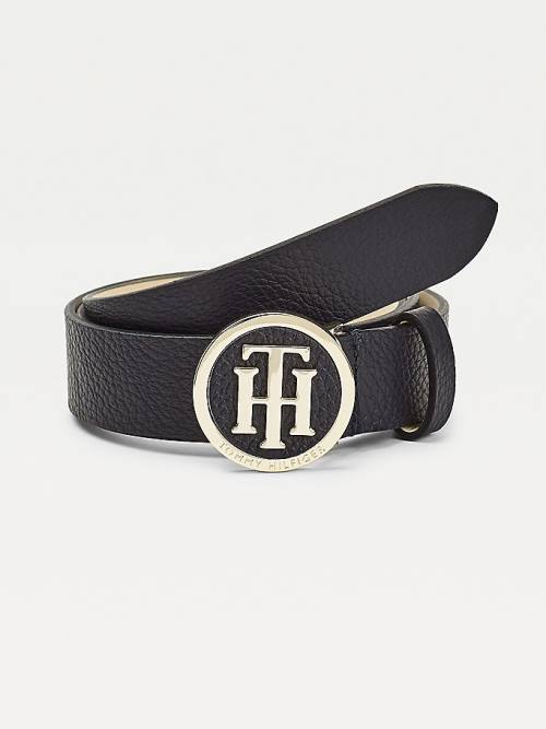 Tommy Hilfiger Statement Round Csatos Bőr Öv Női Kék | TH409PTW