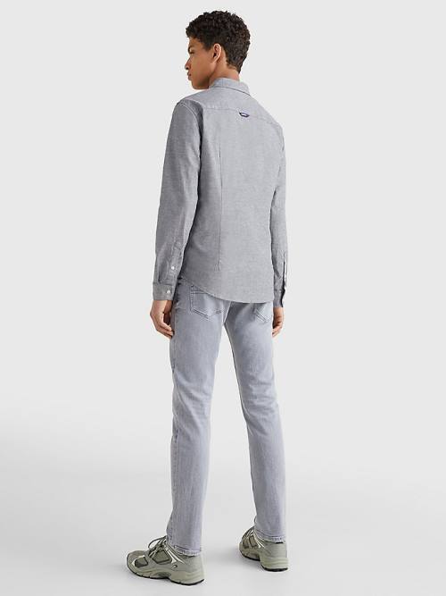 Tommy Hilfiger Stretch Organic Pamut Oxford Ingek Férfi Fekete | TH240RBH