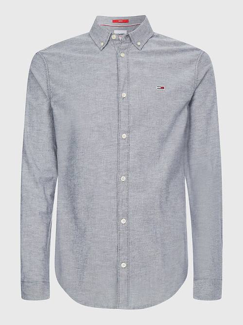 Tommy Hilfiger Stretch Organic Pamut Oxford Ingek Férfi Fekete | TH240RBH