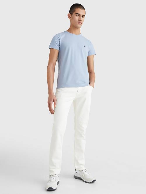 Tommy Hilfiger Stretch Organic Pamut Slim Fit Póló Férfi Kék | TH012ZSE