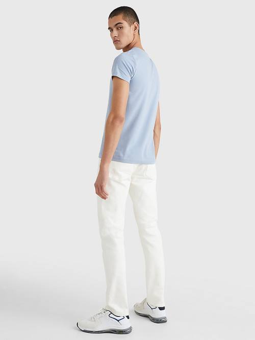 Tommy Hilfiger Stretch Organic Pamut Slim Fit Póló Férfi Kék | TH012ZSE