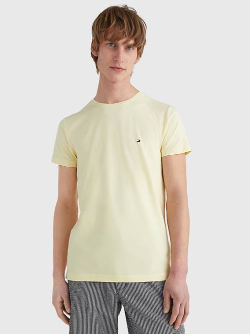 Tommy Hilfiger Stretch Organic Pamut Slim Fit Póló Férfi Sárga | TH104GSU